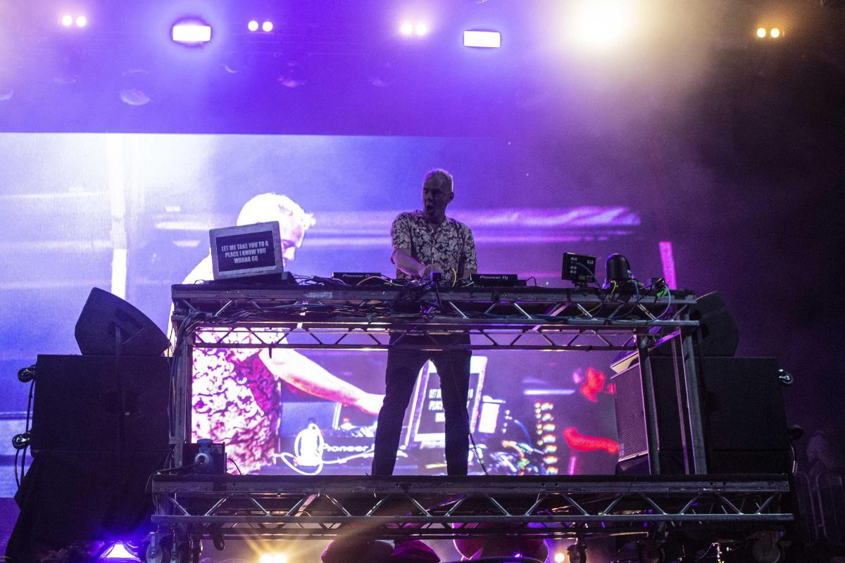 Pictures from Camp Bestival 2021 at Lulworth Castle.  Photos of Fatboy Slim headlining the main stage by rockstarimages.co.uk. 