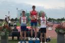 Piers Copeland (centre) won the England athletics u23 Champ 1500m - Pic by Lisa Copeland