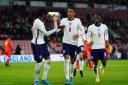 England U21's Jacob Ramsey celebrates scoring their second goal during the UEFA European U21 Championship Qualifying match at the Vitality Stadium, Bournemouth. Picture date: Friday March 25, 2022.