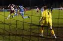 Dom Ballard, pictured scoring in the previous round (Picture: PA)