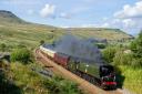 SR Battle of Britain Class 34067 Tangmere, pictured hauling the Northern Belle south on the Settle & Carlisle railway. Tangmere was working hard on the approach to Aisgill Summit. Olympus OM-D E-M1+ Leica 25mm F1.4