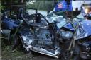 Rusty Brown's car after a horror crash which saw him lose his leg