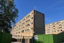 Derelict flats at Rowlands Walk in Townhill Park, Southampton are finally being demolished after more than a decade of delays