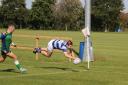 Joel Andrews dots down in the corner against North Dorset