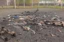 Damage to the outdoor sports court at Olive Lane, Darwen