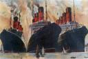 Cunard's big three. Mauretania, Berengaria and Aquitania.