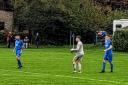 Uplyme goalkeeper Ollie Gunstone about to launch an attack in the game against Upottery Reserves