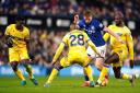 Ipswich Town's Liam Delap (second right) battles for the ball with Crystal Palace's Marc Guehi (left), Cheick Doucoure and Jean-Philippe Mateta (right) during the Premier League match at Portman Road, Ipswich. Picture date: Tuesday December 3, 2024.