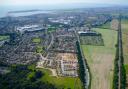 SITE: An aerial picture of Roeshot Hill, where a gravel extraction operation will take place and, inset, traffic on the A35