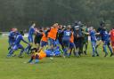 Christchurch FC celebrate reaching the third qualifying round of the FA Cup for the first time in the club’s history