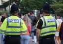 Dorset Police officers on patrol in Bournemouth Lower Gardens. Stock photo