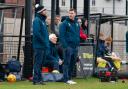 James Stokoe Wimborne Town manager (centre) (Picture: Steve Harris)