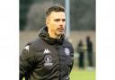 Tim Sills (Hamworthy manager) during the FA Vase 5th Round tie between Hamworthy United and Tunbridge Wells on Sat 12th February 2022 at The County Ground, Hamworthy, Dorset. Photo: Ian Middlebrook.