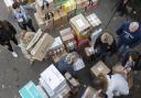 Volunteers prepare to load a van with donations for Ukrainian refugees, photo via PA.