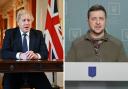 (left to right) Prime Minister Boris Johnson, President Volodymyr Zelensky . Credit: PA