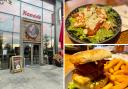 (left clockwise) Nando's restaurant, Quinoa & PERi-Tomato salad,  Smoky Churrasco baste. Credit: Rebecca Carey