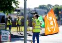 A RMT picket line during the rail strikes (PA)