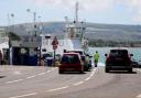 The Sandbanks chain ferry terminal. Stock image.