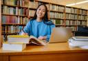 Student studying in the library