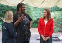 Culture Secretary Lucy Frazer (right) speaking to the CEO of UK Youth Ndidi Okezie