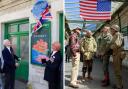 Peter Lovett unveiling the plaque at Swanage Railway with guests at the station