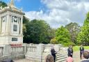 Wreath laying ceremony at Bournemouth memorial.