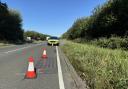 Collapsed drain on the A35.