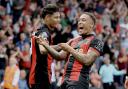 Marcus Tavernier celebrates putting AFC Bournemouth 1-0 up vs Newcastle United.