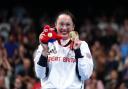 Great Britain's Alice Tai poses with her gold medal during the Women's 50m Freestyle S8 medal ceremony at the Paris La Defense Arena on day eight of the Paris 2024 Summer Paralympic Games. Picture date: Thursday September 5, 2024.