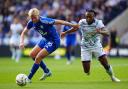 Leicester City's Victor Kristiansen (left) and Bournemouth's Antoine Semenyo battle for the ball during the Premier League match at the King Power Stadium, London. Picture date: Saturday October 5, 2024.