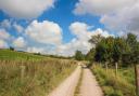 Bridleway track to Ashmore Barn Farm at the start of the walk