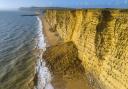 Large cliff rockfall at East Cliff between West Bay and Freshwater Beach Holiday Park.  17th October 2024.