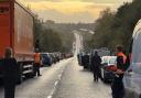 Motorists waiting in the traffic on the A31