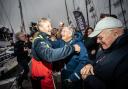 Pip Hare says goodbye to her mother and father, Mary and John Hare, before setting sail in the the solo, non-stop 24,300 mile Vendee Globe race, in her 60ft yacht Medallia at Les Sables d'Olonne, France.