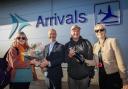 Bournemouth Airport welcomed their one millionth passenger of 2024. Lisa Gray and her partner Paul Gray were greeted by airport Managing Director Stephen Gill and Customer Service Director Cathy Hicks as they disembarked their flight from Faro.