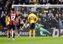 Bournemouth's Justin Kluivert scores their side's first goal of the game from the penalty spot