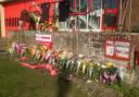 Tributes outside Ringwood fire station, where the press conference is being held