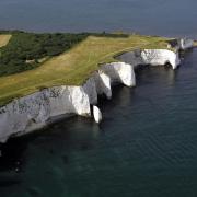 Old Harry Rocks and Ballard Down (pic: Bournemouth Helicopters)