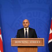 Health Secretary Sajid Javid during a media briefing in Downing Street. (PA)