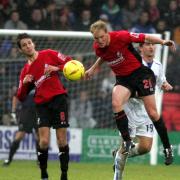 Eddie Howe, right, and Brian Stock, in 2004     Picture: CORIN MESSER/BOURNEMOUTH ECHO