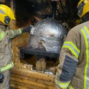 Fire crews from Verwood and Fordingbridge Fire Stations were called out to an address in Alderholt after reports of a fire involving a pizza oven. Photo from Verwood Fire Station