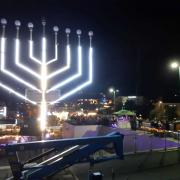 The menorah at Bournemouth pier after it was lit in 2021.