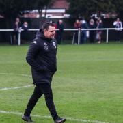 Pat McManus during Brockenhurst's fourth round win over New Milton (Pic: ThoseWhiteLines)