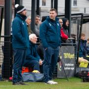 James Stokoe Wimborne Town manager (centre) (Picture: Steve Harris)