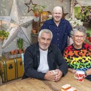 C4/Love Productions/Mark Bourdillon Undated handout photo issued by C4/Love Productions of presenters (left to right) Paul Hollywood, Matt Lucas and Prue Leith on The Great Celebrity Bake Off for Stand Up To Cancer which returns to Channel 4 this spring.