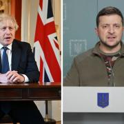 (left to right) Prime Minister Boris Johnson, President Volodymyr Zelensky . Credit: PA