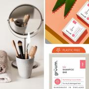 (left clockwise) Make up set up ( Canva) grüum products ( LOOKFANTASTIC)