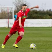 action during the Wessex League Division One game between Ringwood Town and Newport IW on Sat 20th November 2021 at the Macra Community Stadium, Ringwood, Hampshire. Photo: Ian Middlebrook