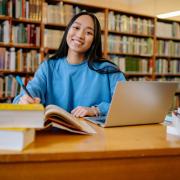 Student studying in the library