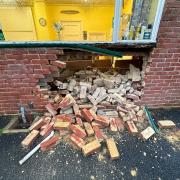 Damage to St Luke's church hall.